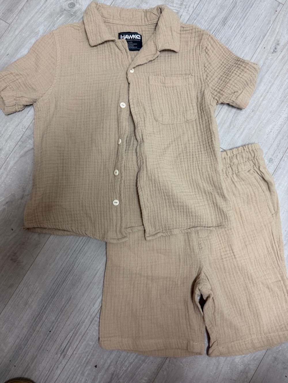 Tony Hawk Tan Gauze Button-Up Shirt & Shorts Set